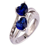 Fashion Lover Jewelry Heart Cut Sapphire & Ruby Gemstone Silver Ring