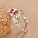 Fashion Lover Jewelry Heart Cut Sapphire & Ruby Gemstone Silver Ring