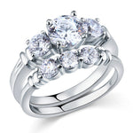 Simulated Diamond 2-Pc Sterling 925 Silver Ring Set