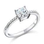 1 Carat Princess Simulated Diamond Engagement Sterling 925 Silver Ring