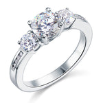 3 Stone Simulated Diamond Sterling 925 Silver Ring