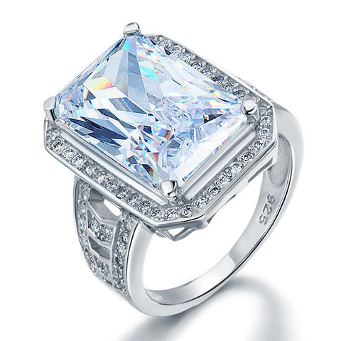 Radiant Cut Simulated Diamond 925 Sterling Silver Ring